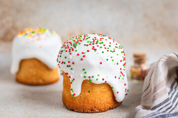 Easter holiday baking cake and colorful easter eggs season trend  healthy food drink fresh meal top view copy space food background rustic