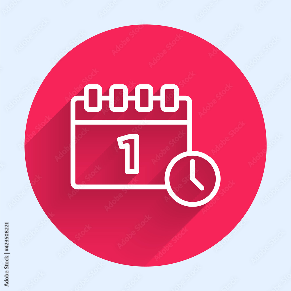 Aufkleber white line calendar with first september date icon isolated with long shadow. september 1. date and 