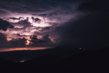 Carpathian mountains, summer, clouds, rain