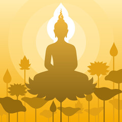 Lord Buddha sit on lotus flower in meditation pose