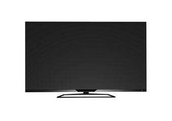 Black LED tv television screen blank on white background