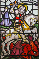 St George and the Dragon stained glass window