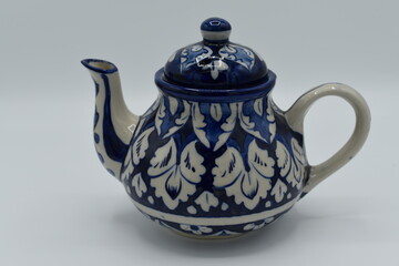 Beautiful Blue Color Kitchen Crockery Tea Pot Artistic Design Handmade Pakistan Asia