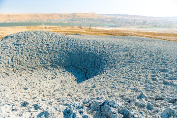 Mud volcanoes in Gobustan, Azerbaijan. Dry soil, cracks