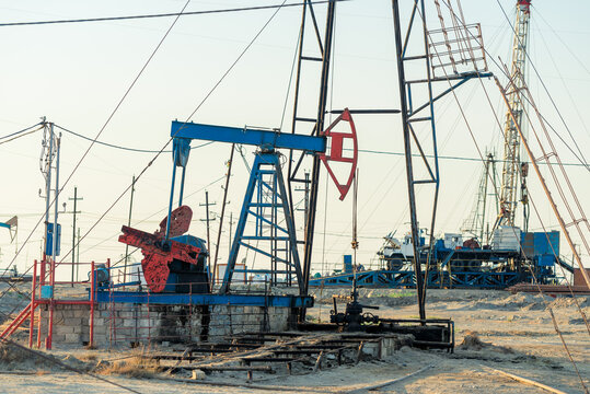 Pumping unit as the oil pump installed on a well. Equipment of oil fields Azerbaijan
