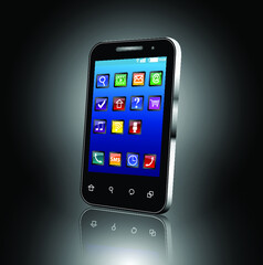 Mobile phone on black background. Isolated