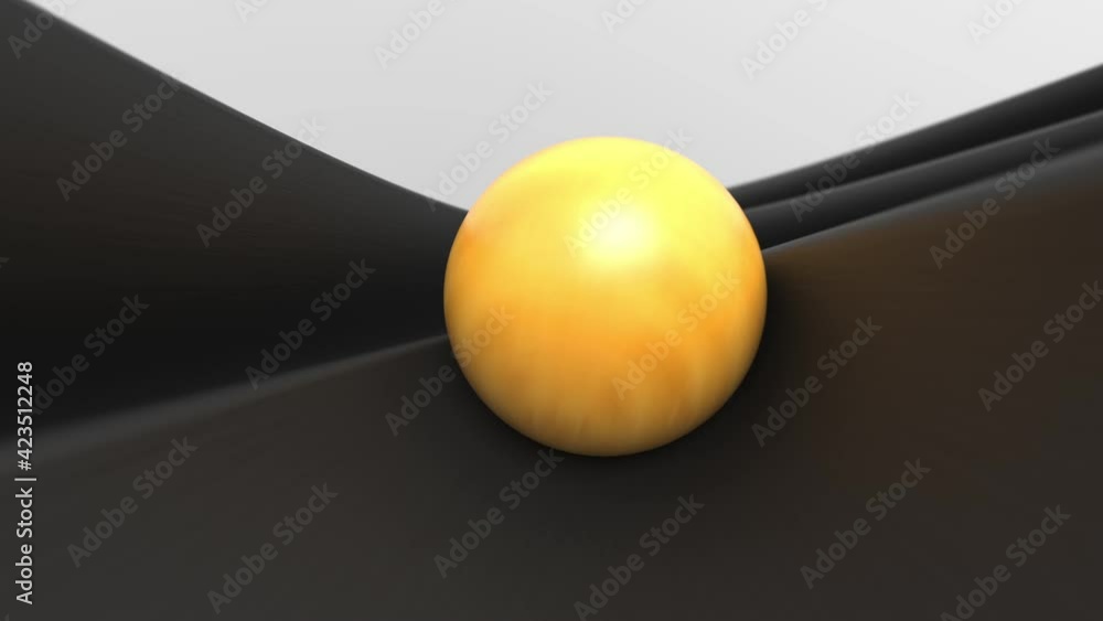 Poster camera follows ball rolling in swirl groove. closeup of fast moving sphere.