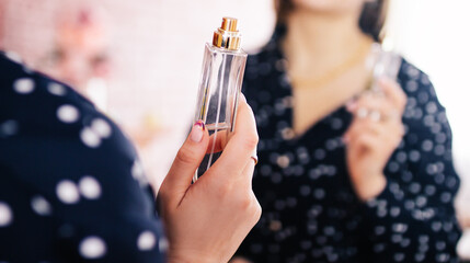 the girl makes a perfume tasting