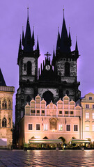 Prague, Old Town Square at night, toned image