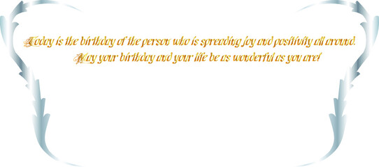 birthday text in gold letters and stainless steel side frames.
