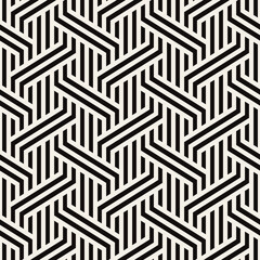 Seamless pattern with geometric waves. Endless stylish texture. Ripple monochrome background. Linear weaved grid. Bold interlaced swatch.