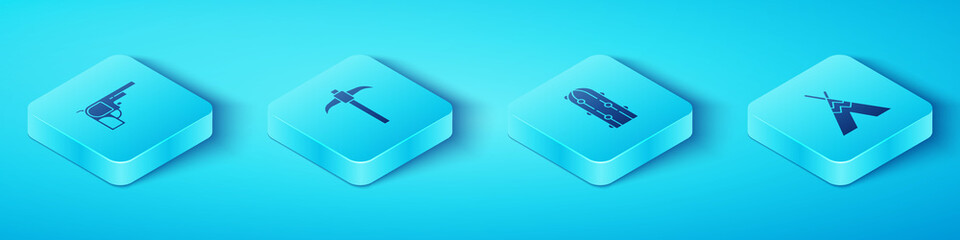 Set Isometric Revolver gun, Pickaxe, Indian teepee or wigwam and Cactus icon. Vector © Vadim