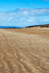 Cefn Sands beach at Pembrey Country Park in Carmarthenshire South Wales UK, which is a popular Welsh tourist travel resort and coastline landmark, stock photo image