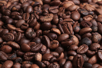 Roasted coffee bean on close up