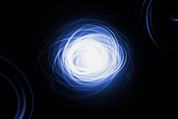 Abstract glowing portal on the black background.