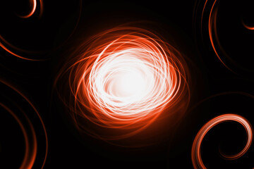 Abstract glowing portal on the black background.