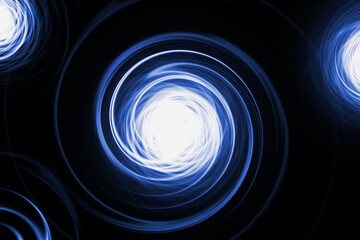 Abstract glowing portal on the black background.