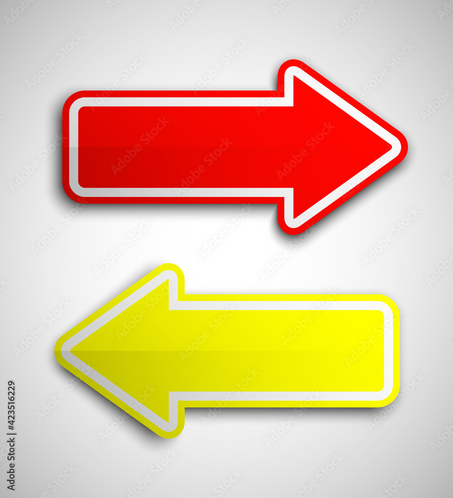 Poster Arrow banners set. Direct shape. 3d Abstract Background. Business infographic presentation diagram. Section compare service. Up and down trend. Paper index. Exact pointer