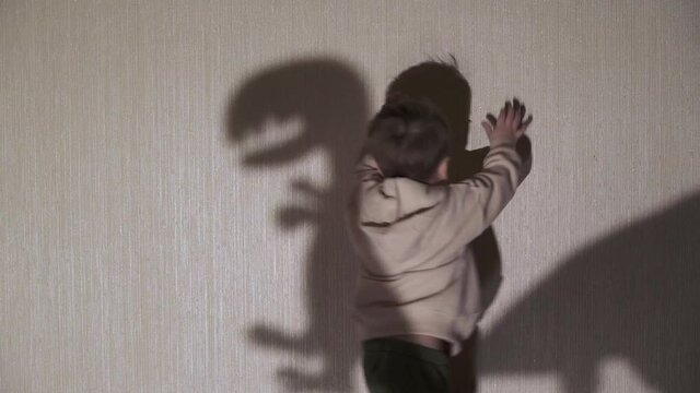 A child plays with a shadow
