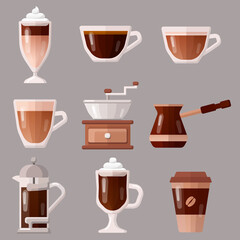 Obraz premium Coffee icons set vector illustration.