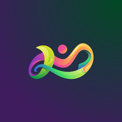 Abstract colorful people gradient logo