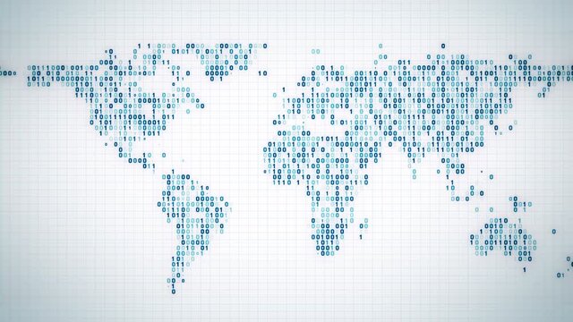 digital technology data world map background