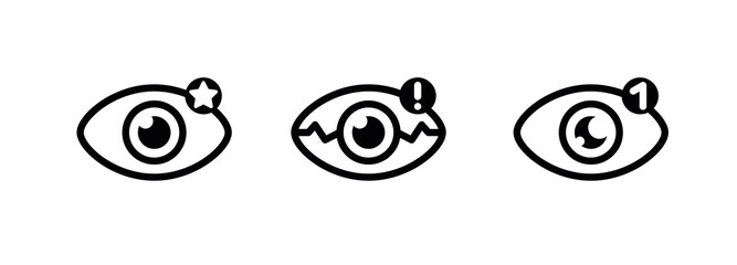 Eye icon with modern notification and message. Creative eye icon in modern line style for your web mobile app logo design. Pictogram isolated on a white background. Editable linear set.