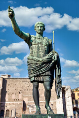 The roman emperor Gaius Julius Caesar statue in Rome, Italy. Concept for authority, domination,...