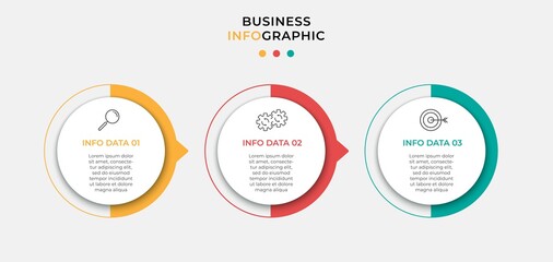 Vector Infographic design business template with icons and 3 options or steps. Can be used for process diagram, presentations, workflow layout, banner, flow chart, info graph