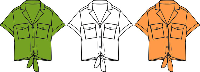 Vector flat sketch shirt designs for women.