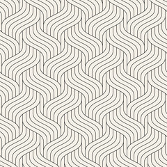 Seamless pattern with geometric waves. Endless stylish texture. Ripple monochrome background. Linear weaved grid. Thin interlaced swatch.