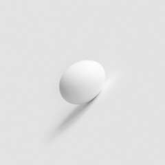 White easter egg on white background. Happy easter minimal food concept. Trend minimalistic balance composition