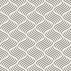 Seamless pattern with geometric waves. Endless stylish texture. Ripple monochrome background. Linear weaved grid. Thin interlaced swatch.