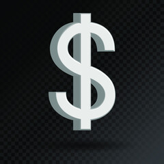 Obraz premium Currency symbols: Dollar. 3D currency icon vector. Eps10 vector illustration.