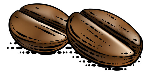 Coffee Beans Illustration Vintage Woodcut Style