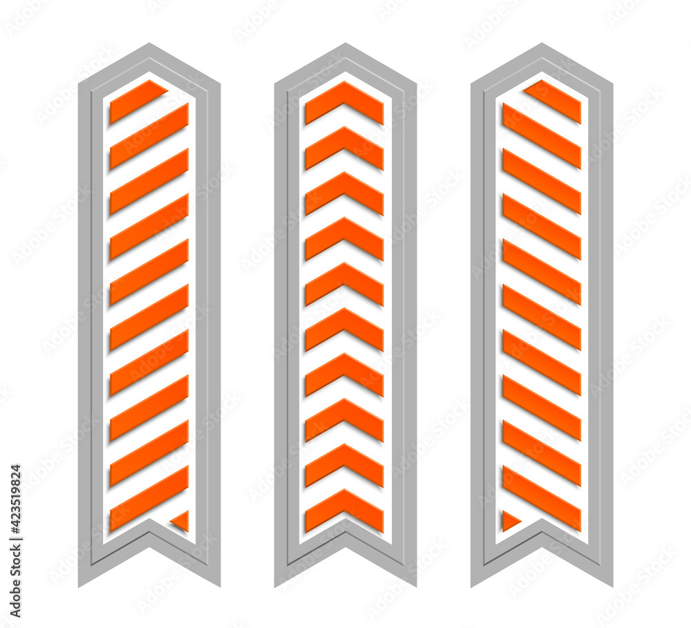 Poster arrow banners set. Direct circle shape. 3d Abstract arrow background. Business infographic presentation diagram. Section compare service trend. Paper arrows index. Exact pointer banner