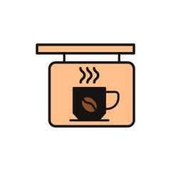 Coffee shop signboard icon in color icon, isolated on white background 