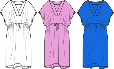 vector flat sketch dress designs for women