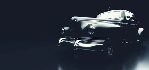 Foto auf Acrylglas Oldtimer Klassisches Retro-Auto auf Schwarz. Jahrgang