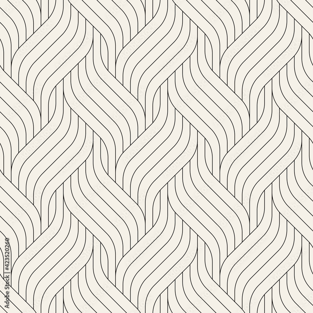 Wall mural seamless pattern with geometric waves. endless stylish texture. ripple bold monochrome background. l