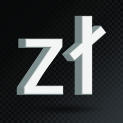 Currency symbol: Zloty. 3D currency icon vector. Eps10 vector illustration.