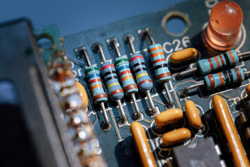 Electronic circuit board, Resistor, used for wallpaper, used as illustrated book,closeup