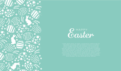 Colorfull GREEN easter background card with eggs and rabbit. Vector illustration great for package banner - 423522052
