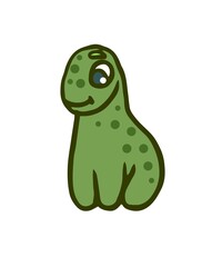 Cheerful funny dinosaur. Dino illustration. Cartoon sketch style. Hand outline drawing of animal. vector