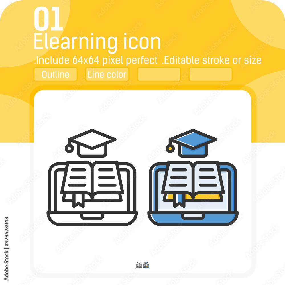 Fototapete e-learning vector icon with different style isolated on white background. graphics illustration tren