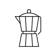italian Coffee maker icon in flat black line style, isolated on white 