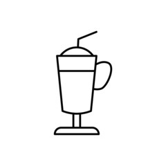 Coffee latte icon in flat black line style, isolated on white 