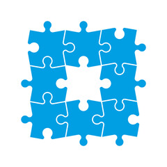Fototapeta premium A lot of piece flat puzzle pattern presentation. Many step puzzles business background. Simple pattern. Section compare service banner. Puzzle illustration template simple shape. Abstract Background