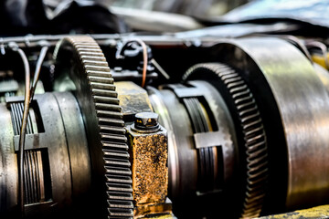 Fototapeta premium Gear reducer for transmission of control speeds of a cnc metalworking machine.