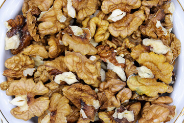 top view walnuts in a jar